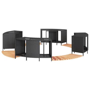 vidaXL Hottub-ombouw poly rattan en massief acaciahout zwart, Verzenden, Nieuw