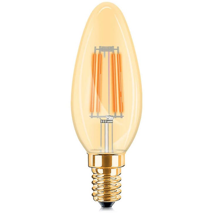 LED Lamp E14 Kaars Filament - Brinton Amber 4W Dimbaar voor, Huis en Inrichting, Lampen | Losse lampen, Nieuw, Verzenden