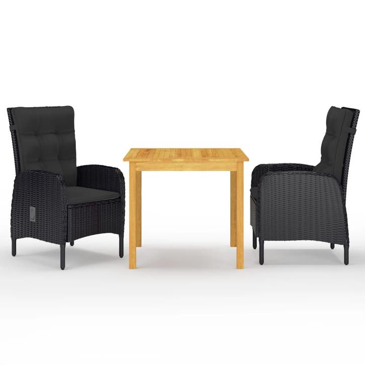 vidaXL 3-delige Tuinset zwart, Jardin & Terrasse, Ensembles de jardin, Envoi