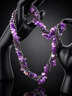 Handgemaakt amethist sieradenset – paarse edelsteen ketting, Verzamelen, Mineralen en Fossielen