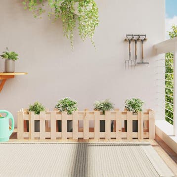 vidaXL Plantenbak verhoogd met hekontwerp 150x30x30 cm, Verzenden, Nieuw