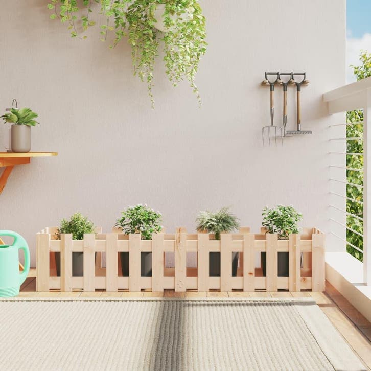 vidaXL Plantenbak verhoogd met hekontwerp 150x30x30 cm, Tuin en Terras, Bloempotten, Nieuw, Verzenden
