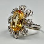 Zonder minimumprijs - Ring 925 Zilver Citrien, Handtassen en Accessoires, Ringen, Nieuw