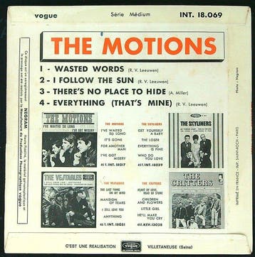 The Motions (Folk Rock, Garage Rock) - Wasted Words +3, Nieuw in verpakking