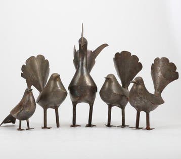 Beeldje - Islamitische Qajar-duivenfiguren met goud- en