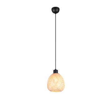 Trio AMELIE hanglamp | E27 Fitting | mat zwart met natuurlij, Verzenden