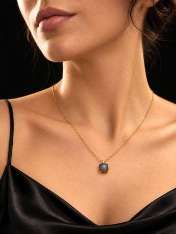 labradoriet Ketting van 925 sterlingzilver | 14K goud