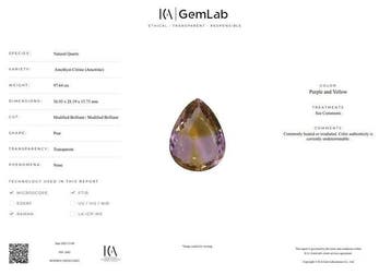 Zonder minimumprijs - 1 pcs Paars, Geel Ametrien - 97.64 ct, Nieuw