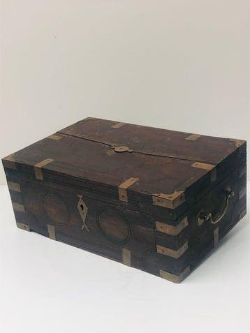 Kist - Hout, Messing - Schrijfkist