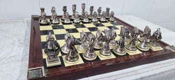 Schaakspel - Ajedrez de PLATA de Lujo vintage Conmemorativo: