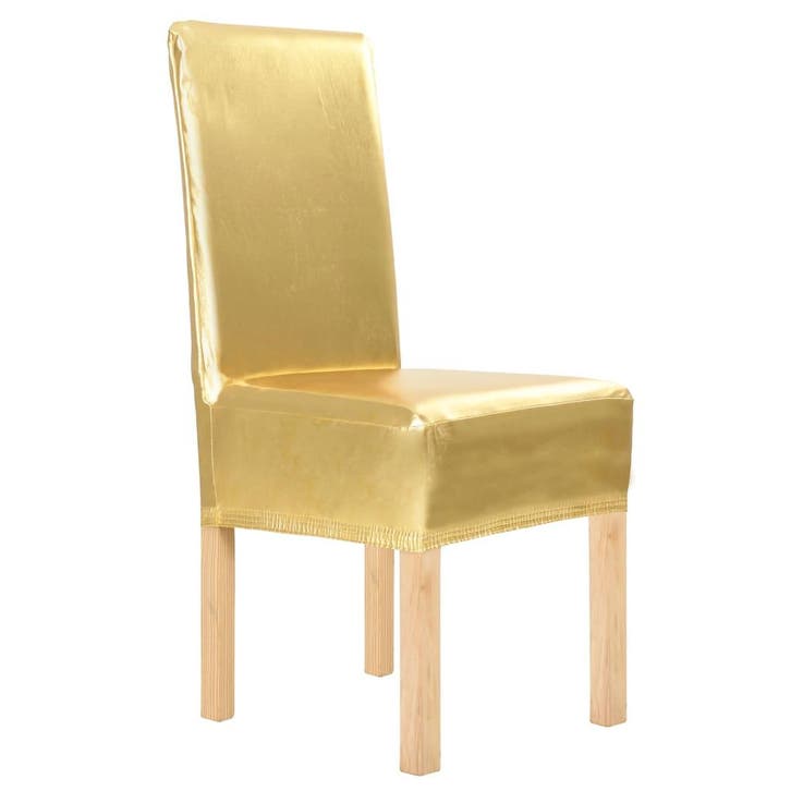 vidaXL 6 st Stoelhoezen recht stretch goud, Tuin en Terras, Tuinmeubel-accessoires, Nieuw, Verzenden
