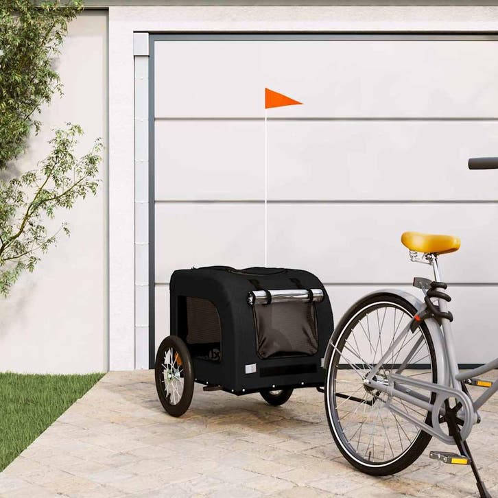 vidaXL Hondenfietstrailer oxford stof en ijzer zwart, Animaux & Accessoires, Autres accessoires pour animaux, Envoi