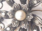 Broche - 14 karaat Geel goud Parel - Diamant - 14 kt gouden