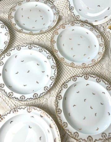 Tafelservies (8) - Porselein - Limoges – Delinieres & C., Antiquités & Art, Antiquités | Verre & Cristal