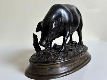 Édouard-Paul Delabrière (1829–1912) - Beeld, Wroetend varken