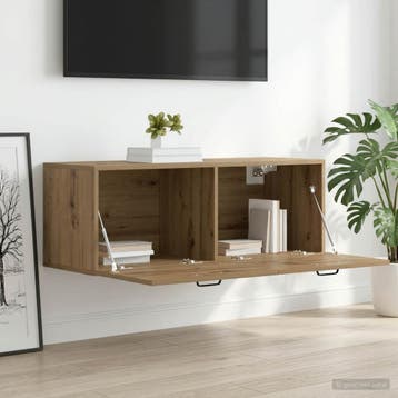 vidaXL Wandkast 100 x 36,5 x 35 cm Bewerkt hout Artisanaal, Huis en Inrichting, Kasten | Overige, Verzenden, Nieuw
