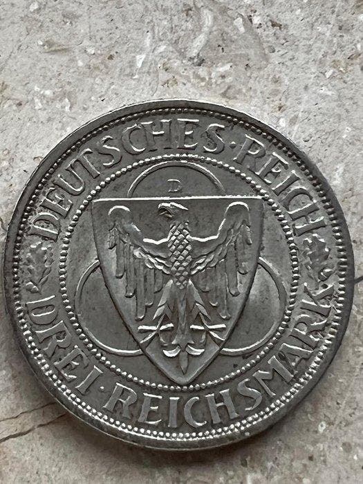 Duitsland, Weimar Republiek Rheinland-Räumung. Drei, Postzegels en Munten, Munten | Europa | Niet-Euromunten