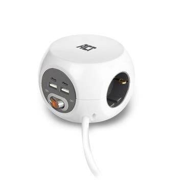 Cubic Powerstrip Met 3 Stopcontacten En 4 USB Poorten, Verzenden, Nieuw
