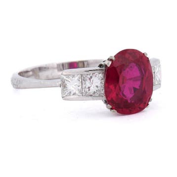 Bague - 18 carats Or blanc - 2.25ct. tw. Rubis - Diamant