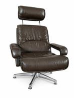 Fauteuil - Leder - Een loungestoel uit de jarenzeventig,, Antiek en Kunst
