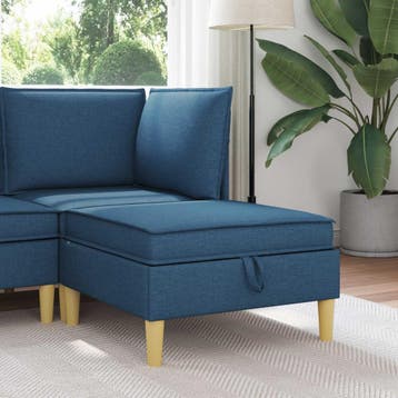 vidaXL Sofa Kruk met Opbergruimte Blauw Stof, Maison & Meubles, Canapés | Salons, Verzenden