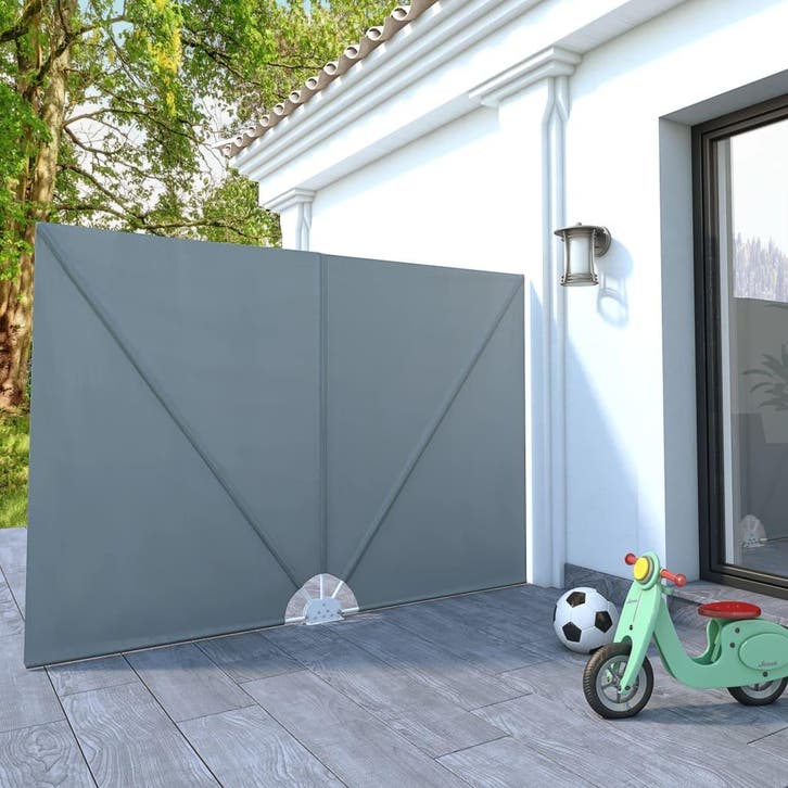vidaXL Terrasscherm inklapbaar 240x160 cm grijs, Tuin en Terras, Parasols, Nieuw, Verzenden