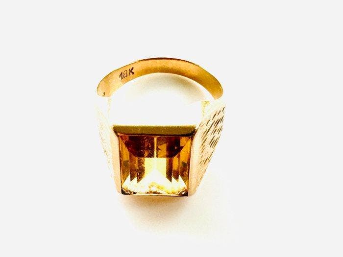 Ring - 18 karaat Geel goud - 3.46ct. tw. Citrien, Handtassen en Accessoires, Ringen