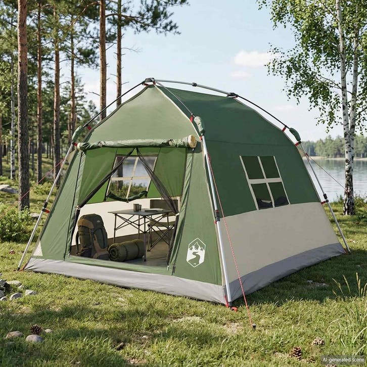 vidaXL Instanttent waterdicht 2-persoons Groen, Caravanes & Camping, Tentes, Envoi