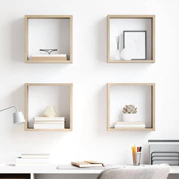 vidaXL Wandschappen kubus 4 st 30x15x30 cm sonoma, Huis en Inrichting, Verzenden, Nieuw