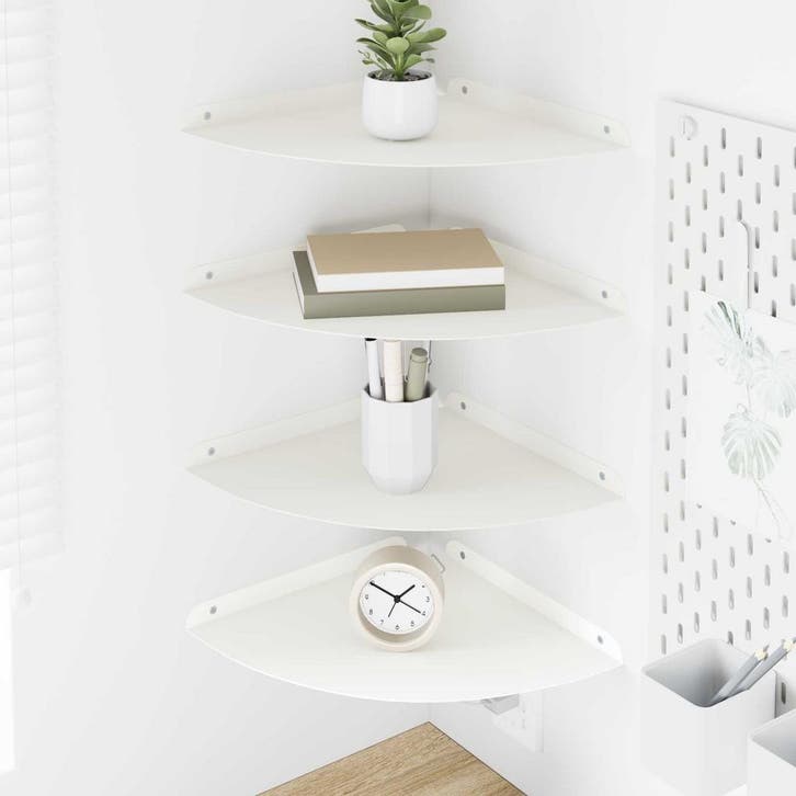 vidaXL Hoek Plank 4 st Wit 30 x 30 x 2 cm, Maison & Meubles, Armoires | Armoires murales, Envoi