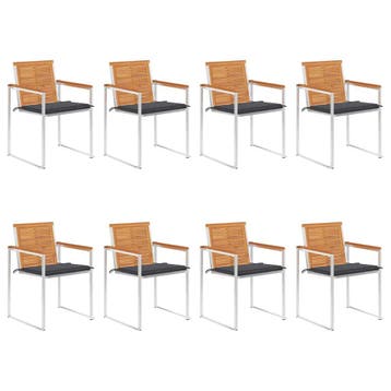 vidaXL Tuinstoelen 8 st met kussens massief acaciahout, Verzenden, Nieuw