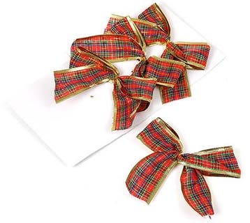 Strikken Tartan Rood Goud 12 cm set 4 stuks, Nieuw
