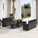 vidaXL Tuinbank Set met opslag 9 pcs Zwart Poly rattan, Verzenden, Nieuw
