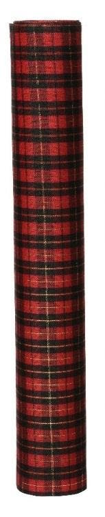 Decostof tafelloper tartan schotse ruit rood zwart fijn, Nieuw