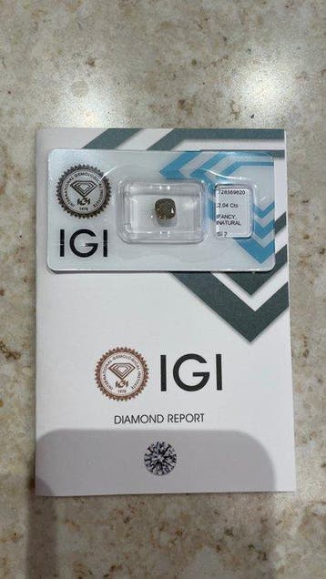 1 pcs Diamant (Couleur naturelle) - 2.04 ct - Carré - Fancy, Nieuw