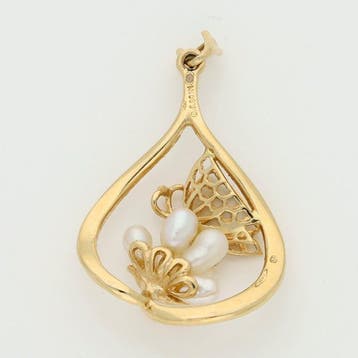 Broche - 14 karaat Geel goud Parel