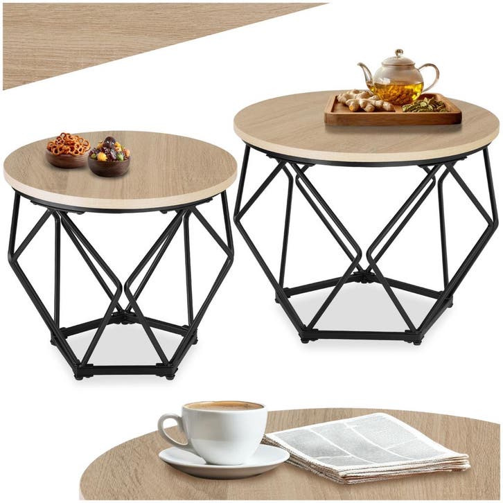 2 Benham salontafels - Industrieel licht hout, eiken Sonoma, Maison & Meubles, Tables | Tables de salon, Envoi