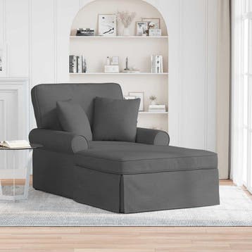 vidaXL Chaise Lounge met Rok 3 st Donkergrijs Stof 91 x 157, Verzenden