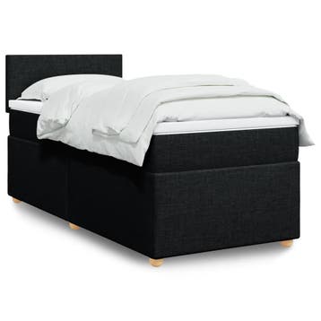 vidaXL Boxspring met matras stof zwart 90x200 cm, Verzenden