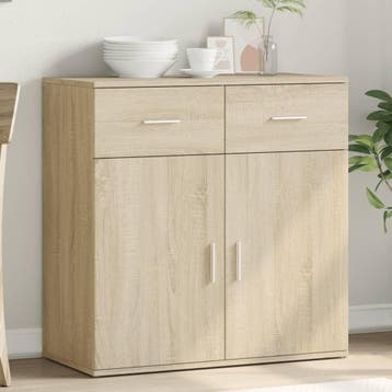 vidaXL Dressoir 79x38x80 cm bewerkt hout sonoma eikenkleurig, Verzenden, Nieuw