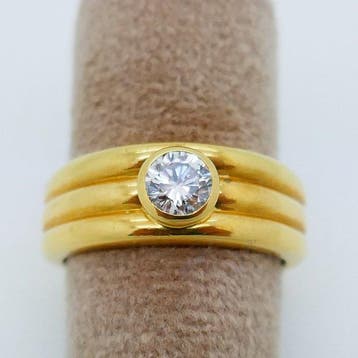 Ring - 18 karaat Geel goud - 0.45ct. tw. Diamant, Handtassen en Accessoires, Ringen, Nieuw