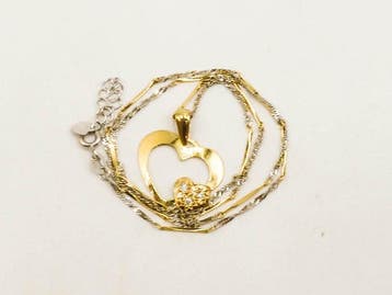 Collier avec pendentif - 18 carats Or blanc, Or jaune