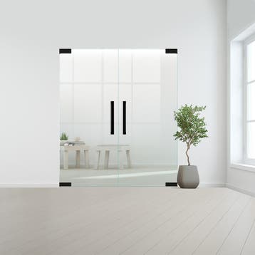 Glazen dubbele binnendeur zonder kozijn zwart beslag-Blank g, Doe-het-zelf en Bouw, Verzenden, Nieuw
