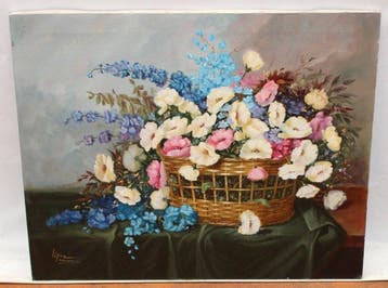 Spaanse school (XX) - Composición floral, Antiek en Kunst