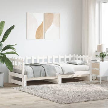 vidaXL Slaapbank uitschuifbaar 2x(80x200) cm massief, Verzenden, Nieuw