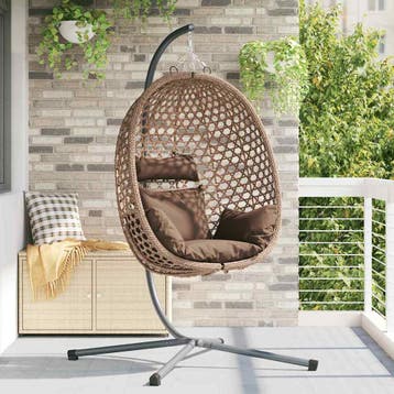 vidaXL Hangende ei-stoel poly rattan 104 x 100 x 191 cm, Verzenden