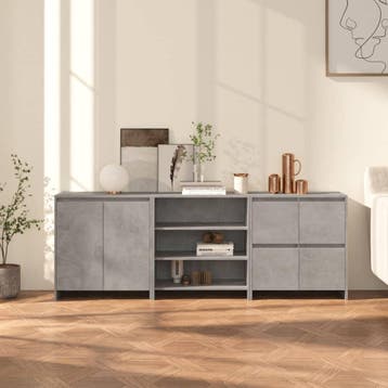 vidaXL 3 st Dressoirs bewerkt hout betongrijs, Verzenden