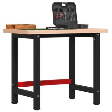 vidaXL Werkbank rechthoekig 100x60x83 cm massief beukenhout, Doe-het-zelf en Bouw, Werkbanken, Verzenden, Nieuw