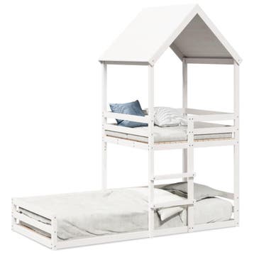 vidaXL Kinderbed met huisje massief grenenhout wit 90x200 cm, Verzenden