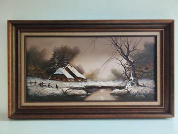 Cornelis Bruinsma (1942) - Sfeervol Winterlandschap met, Antiek en Kunst
